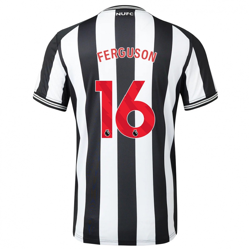 Kids Football Becky Ferguson #16 Black White Home Jersey 2023/24 T-Shirt Canada