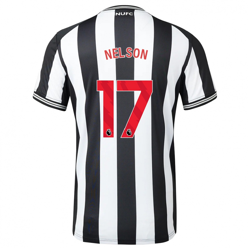 Kids Football Erin Nelson #17 Black White Home Jersey 2023/24 T-Shirt Canada