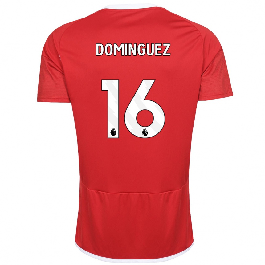 Kids Football Nicolás Domínguez #16 Red Home Jersey 2023/24 T-Shirt Canada