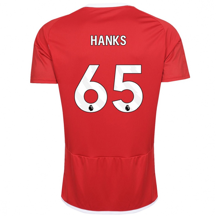 Kids Football Justin Hanks #65 Red Home Jersey 2023/24 T-Shirt Canada