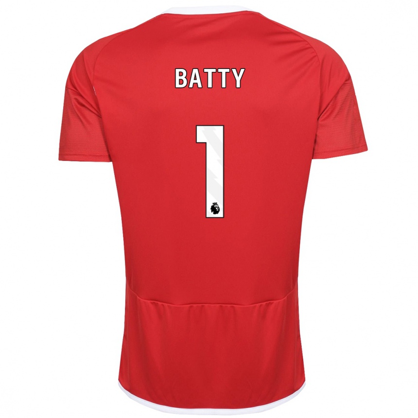 Kids Football Emily Batty #1 Red Home Jersey 2023/24 T-Shirt Canada