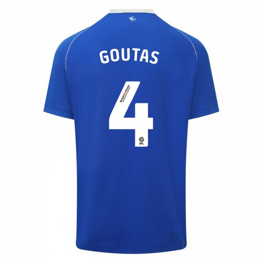 Kids Football Dimitrios Goutas #4 Blue Home Jersey 2023/24 T-Shirt Canada