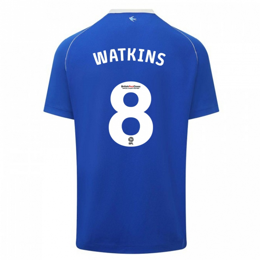 Kids Football Seren Watkins #8 Blue Home Jersey 2023/24 T-Shirt Canada