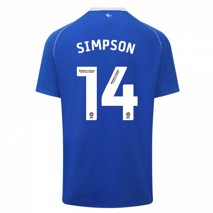 Kids Football Jasmine Simpson #14 Blue Home Jersey 2023/24 T-Shirt Canada