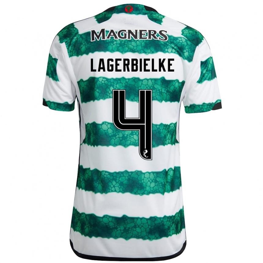 Kids Football Gustaf Lagerbielke #4 Green Home Jersey 2023/24 T-Shirt Canada