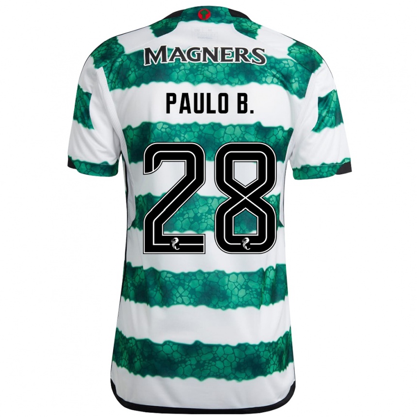 Kids Football Paulo Bernardo #28 Green Home Jersey 2023/24 T-Shirt Canada