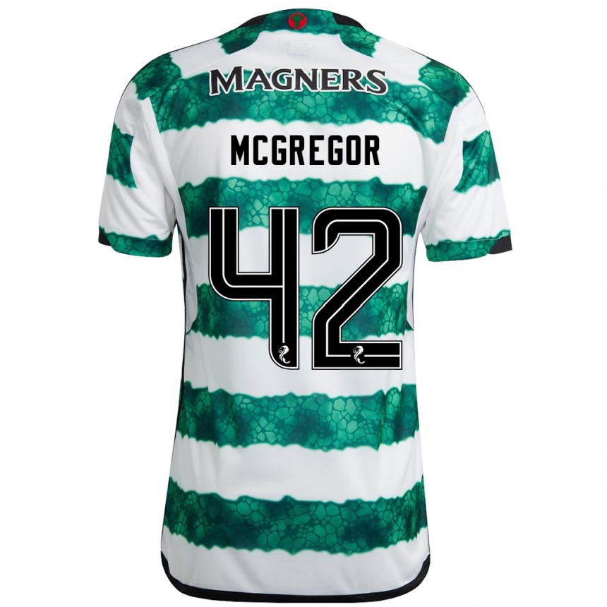 Kids Football Callum Mcgregor #42 Green Home Jersey 2023/24 T-Shirt Canada