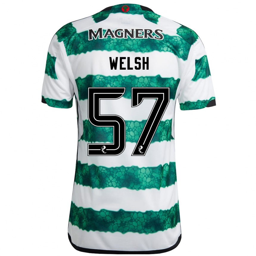 Kids Football Stephen Welsh #57 Green Home Jersey 2023/24 T-Shirt Canada