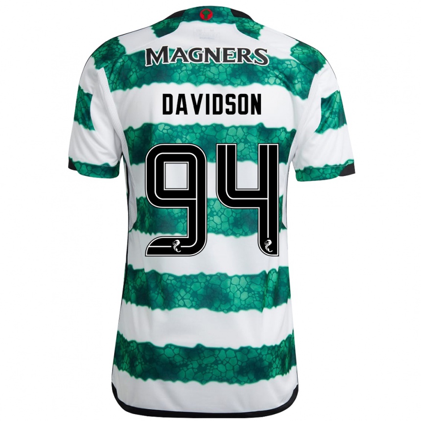 Kids Football Alasdair Davidson #94 Green Home Jersey 2023/24 T-Shirt Canada