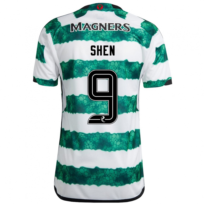 Kids Football Shen Mengyu #9 Green Home Jersey 2023/24 T-Shirt Canada