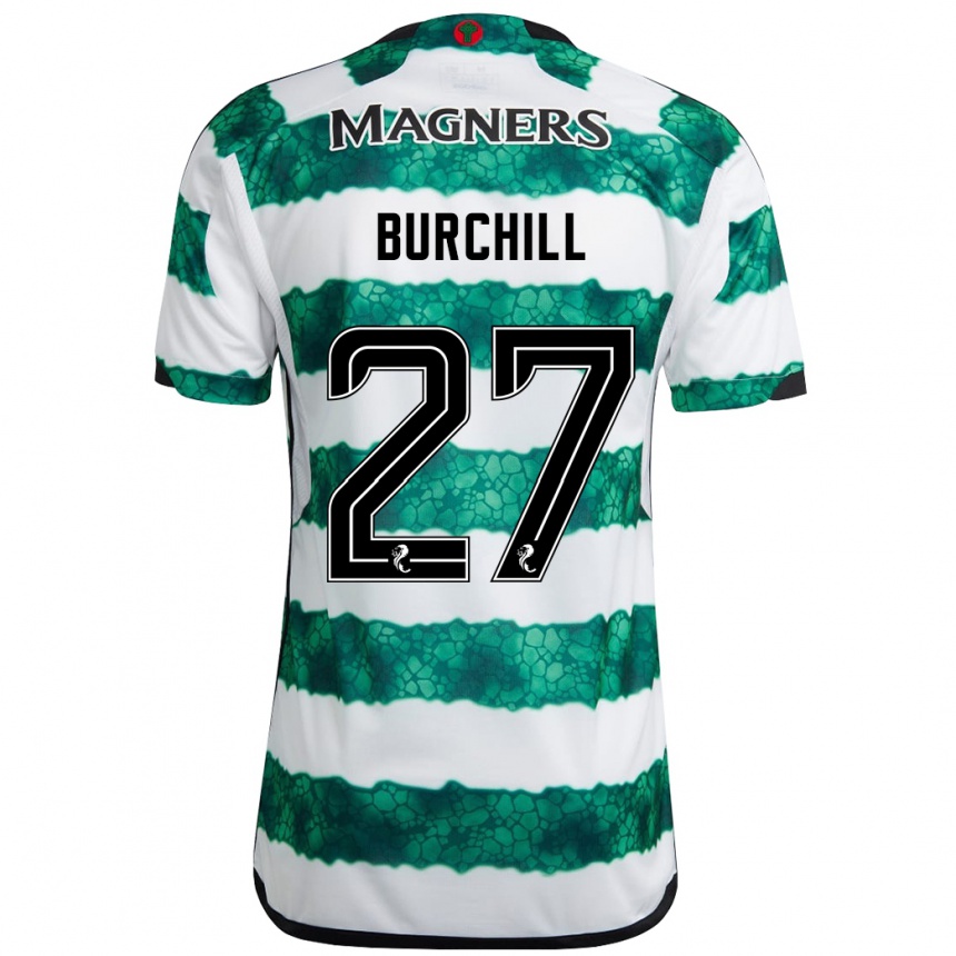 Kids Football Tiree Burchill #27 Green Home Jersey 2023/24 T-Shirt Canada