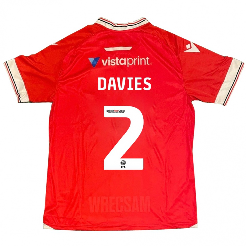 Kids Football Phoebe Davies #2 Red Home Jersey 2023/24 T-Shirt Canada