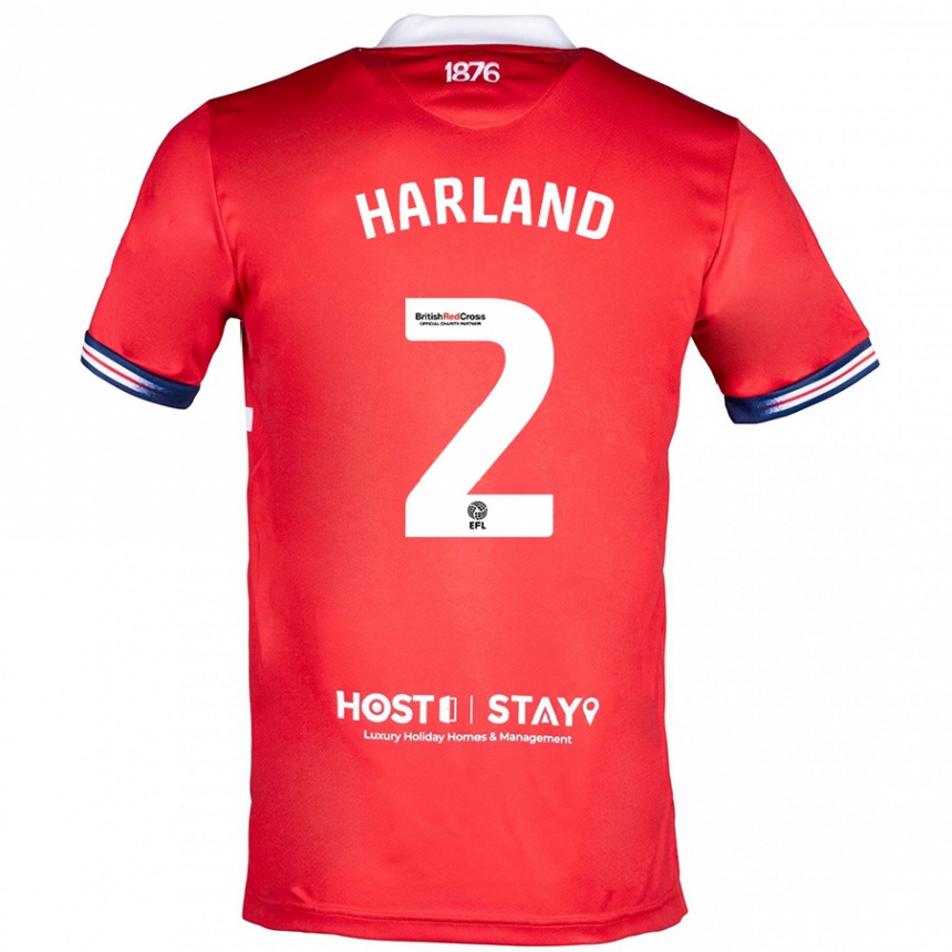 Kids Football Jane Harland #2 Red Home Jersey 2023/24 T-Shirt Canada