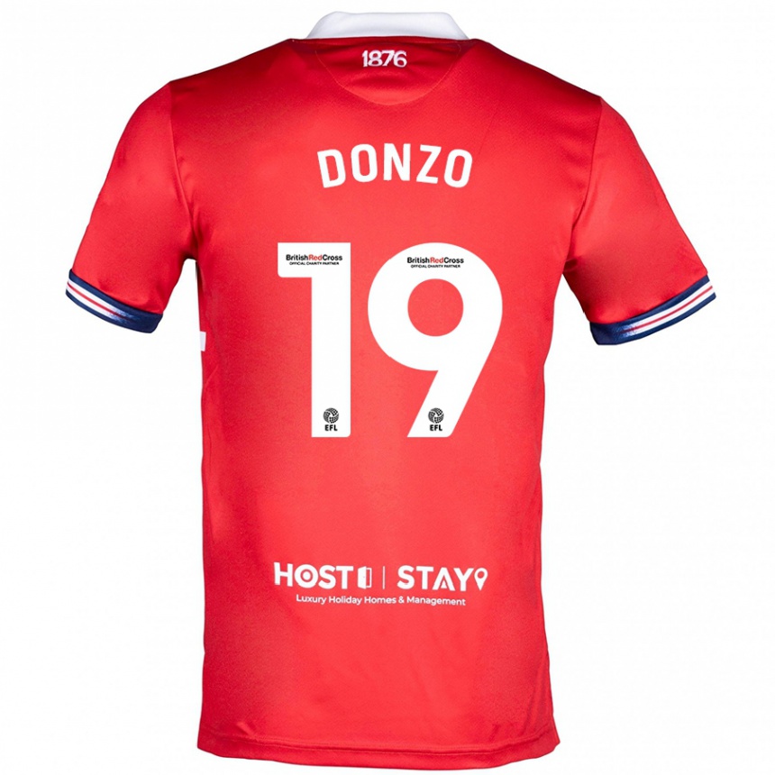 Kids Football Jolie Donzo #19 Red Home Jersey 2023/24 T-Shirt Canada