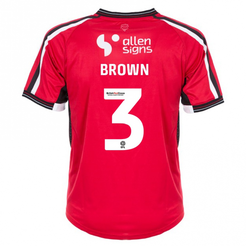 Kids Football Jaden Brown #3 Red Home Jersey 2023/24 T-Shirt Canada