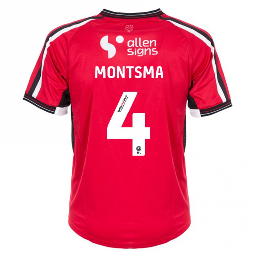 Kids Football Lewis Montsma #4 Red Home Jersey 2023/24 T-Shirt Canada