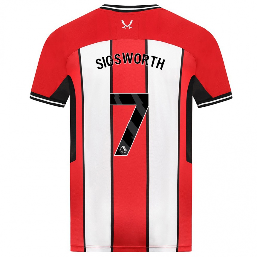 Kids Football Jess Sigsworth #7 Red Home Jersey 2023/24 T-Shirt Canada