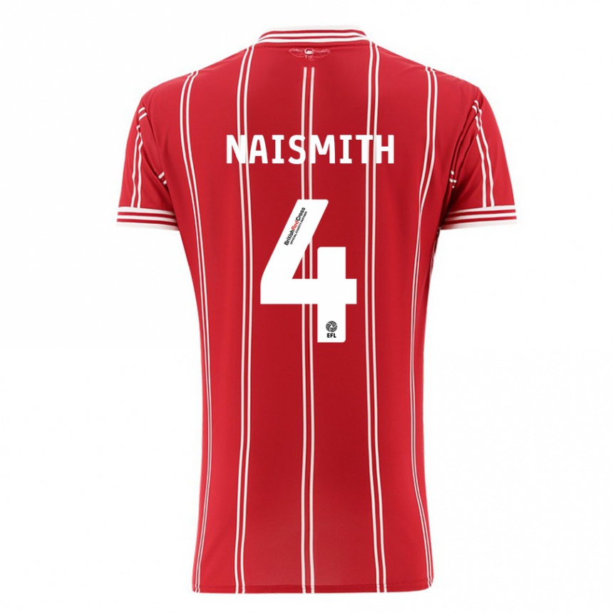 Enfant Football Maillot Kal Naismith #4 Rouge Tenues Domicile 2023/24 Canada