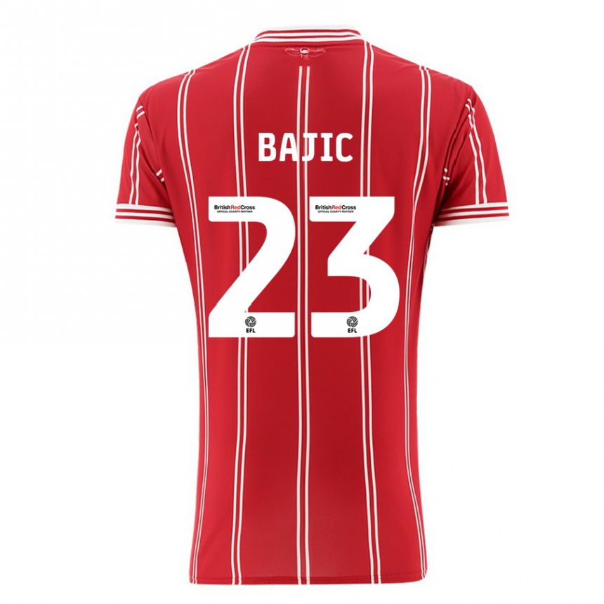 Kids Football Stefan Bajic #23 Red Home Jersey 2023/24 T-Shirt Canada