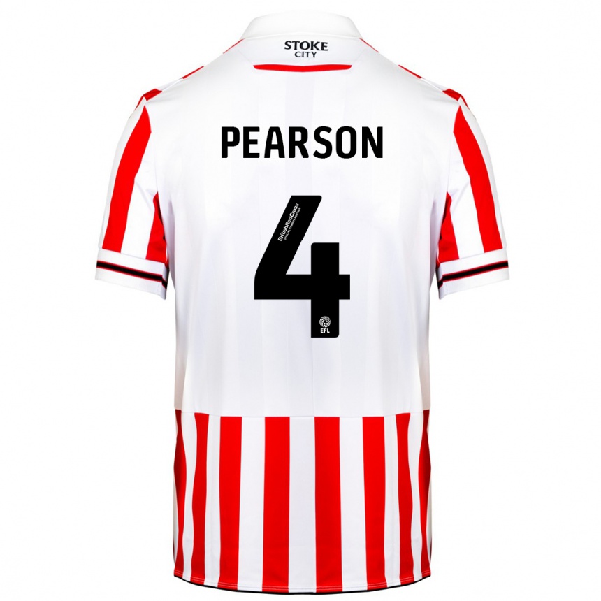 Kids Football Ben Pearson #4 Red White Home Jersey 2023/24 T-Shirt Canada