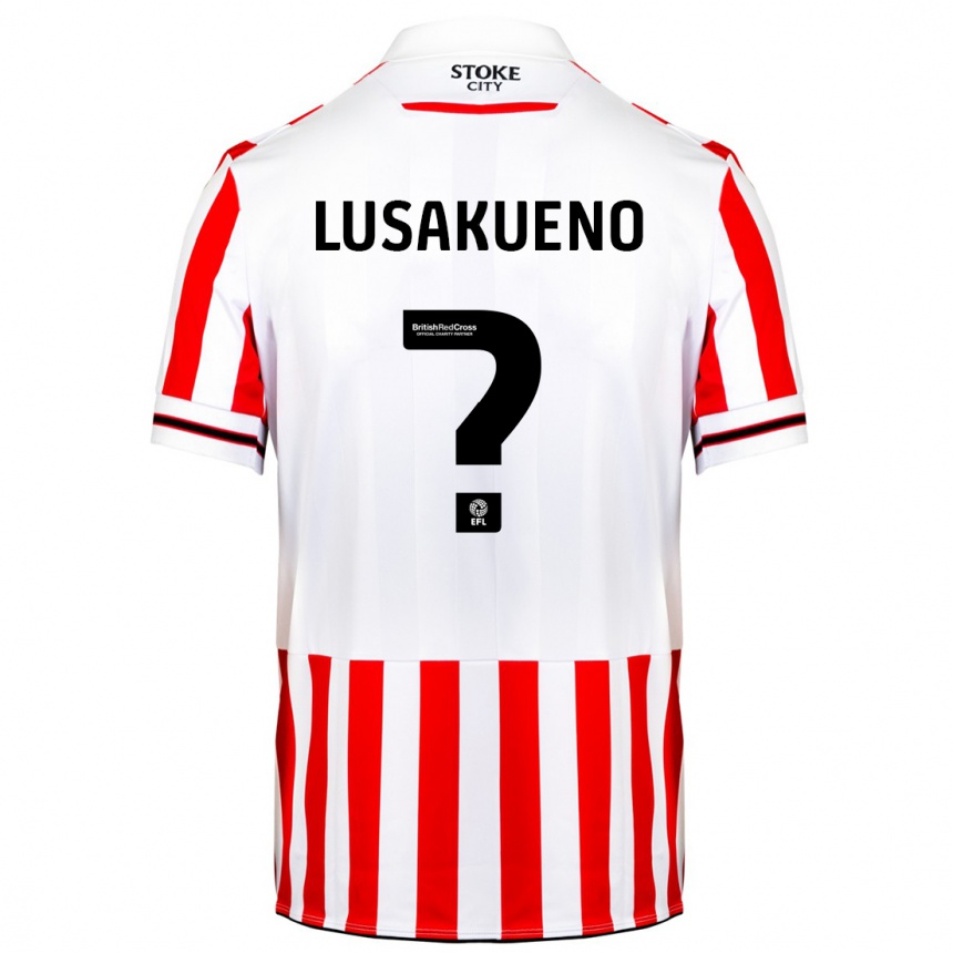 Kids Football Matty Lusakueno #0 Red White Home Jersey 2023/24 T-Shirt Canada