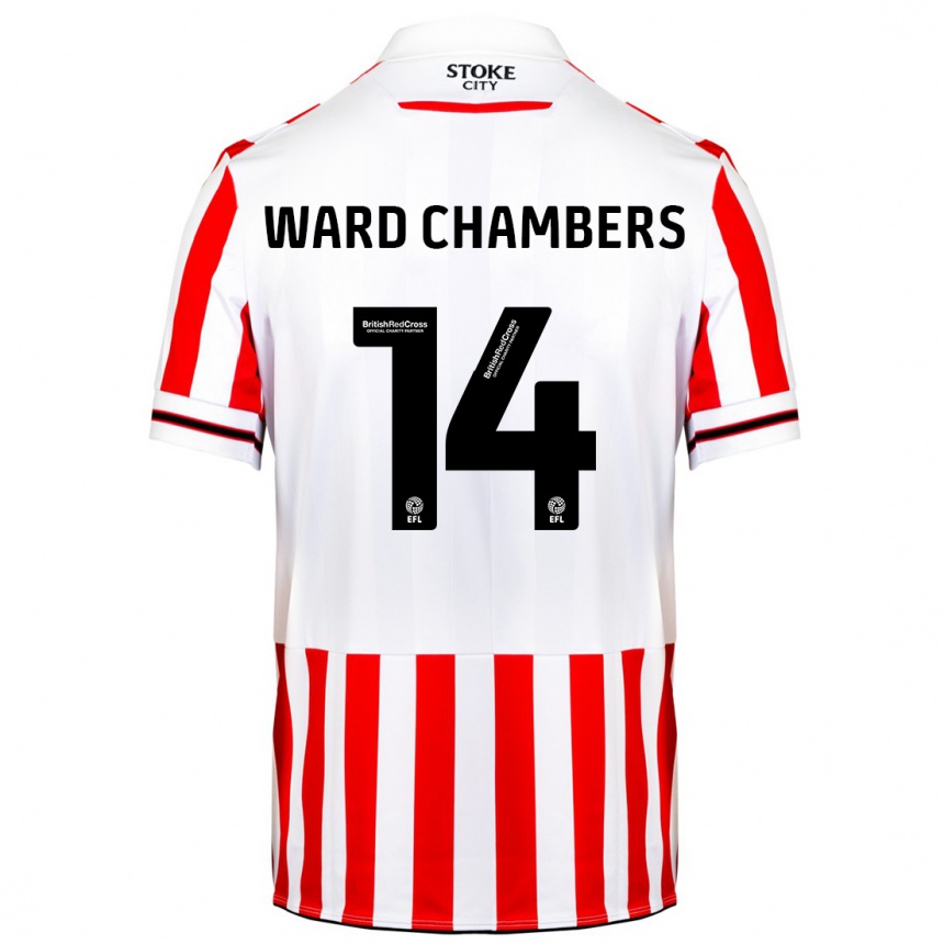 Kids Football Courtnay Ward-Chambers #14 Red White Home Jersey 2023/24 T-Shirt Canada