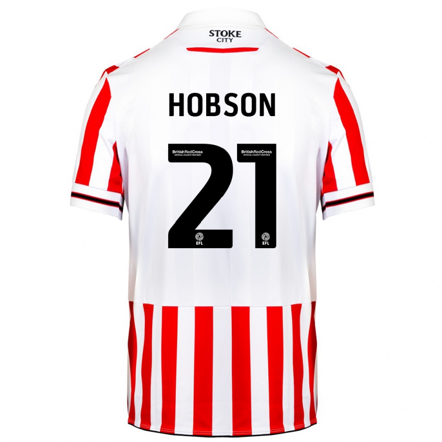 Kids Football Elizabeth Hobson #21 Red White Home Jersey 2023/24 T-Shirt Canada