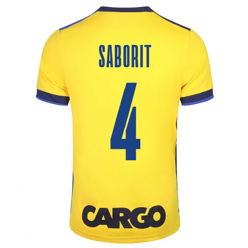 Kids Football Enric Saborit #4 Yellow Home Jersey 2023/24 T-Shirt Canada