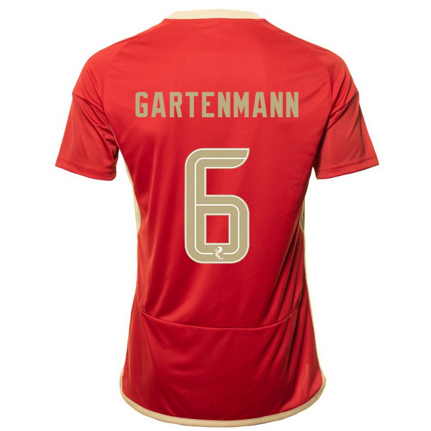 Kids Football Stefan Gartenmann #6 Red Home Jersey 2023/24 T-Shirt Canada