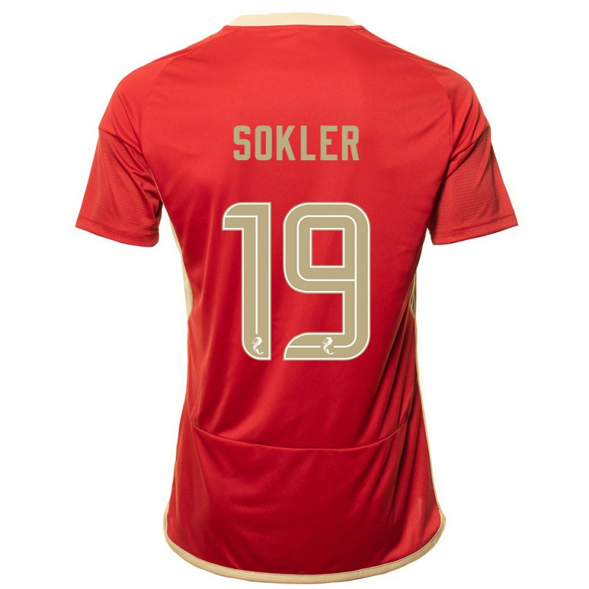 Kids Football Ester Sokler #19 Red Home Jersey 2023/24 T-Shirt Canada