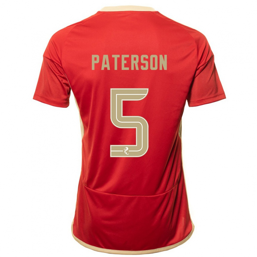 Kids Football Donna Paterson #5 Red Home Jersey 2023/24 T-Shirt Canada