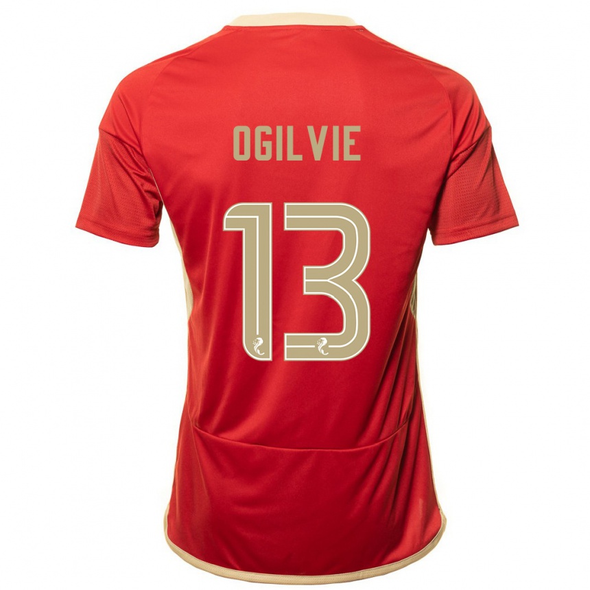 Kids Football Francesca Ogilvie #13 Red Home Jersey 2023/24 T-Shirt Canada