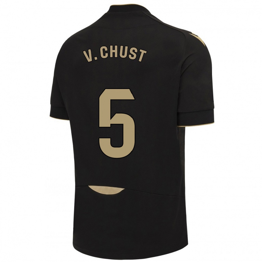 Kids Football Víctor Chust #5 Black Away Jersey 2023/24 T-Shirt Canada