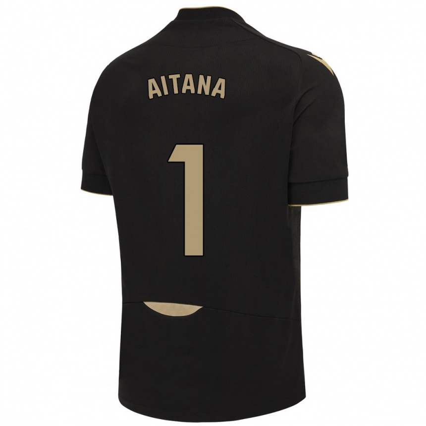 Kids Football Aitana #1 Black Away Jersey 2023/24 T-Shirt Canada