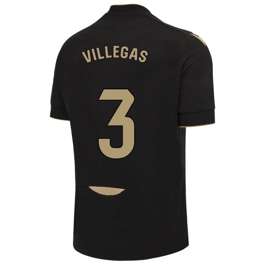 Kids Football Virginia Villegas Rico #3 Black Away Jersey 2023/24 T-Shirt Canada