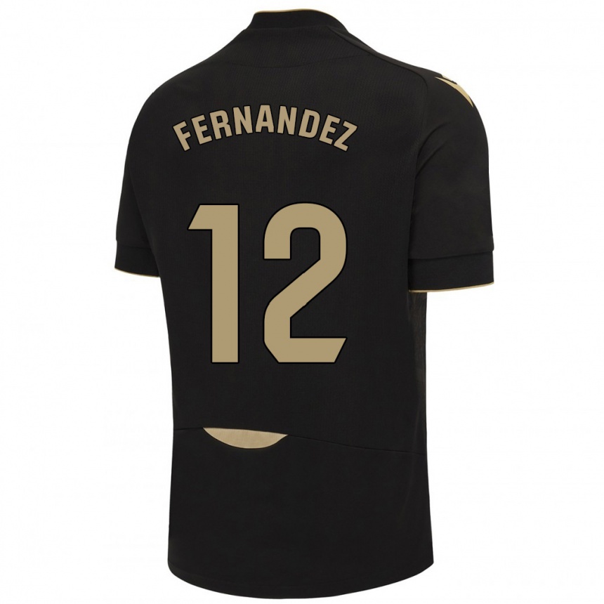 Kids Football Sandra Fernández León #12 Black Away Jersey 2023/24 T-Shirt Canada