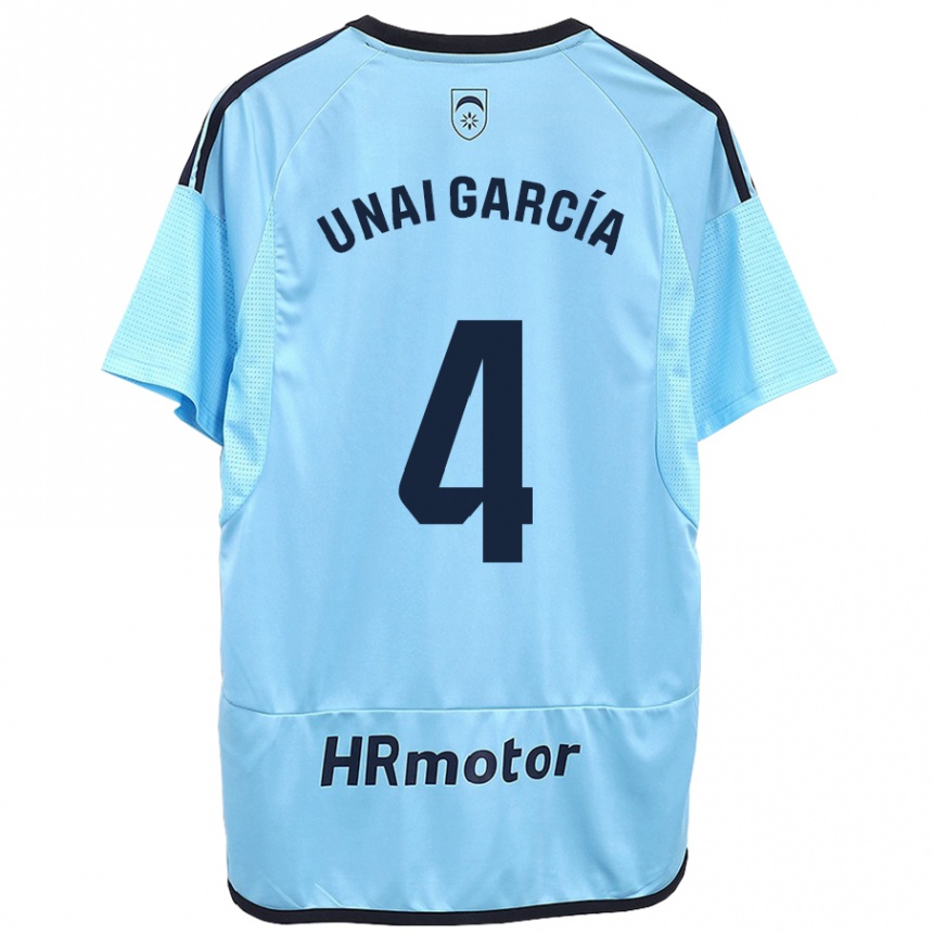 Kids Football Unai García #4 Blue Away Jersey 2023/24 T-Shirt Canada