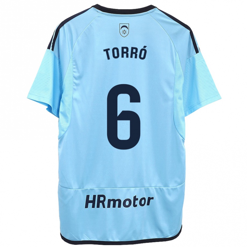 Kids Football Lucas Torró #6 Blue Away Jersey 2023/24 T-Shirt Canada