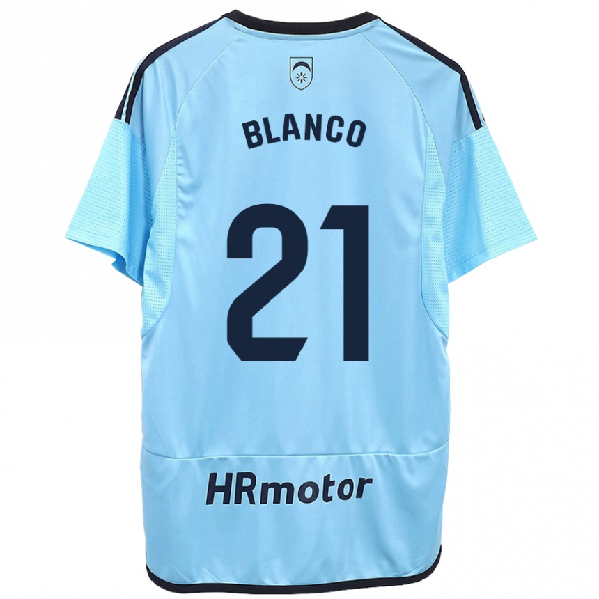 Kids Football Alexia Blanco Llacuno #21 Blue Away Jersey 2023/24 T-Shirt Canada