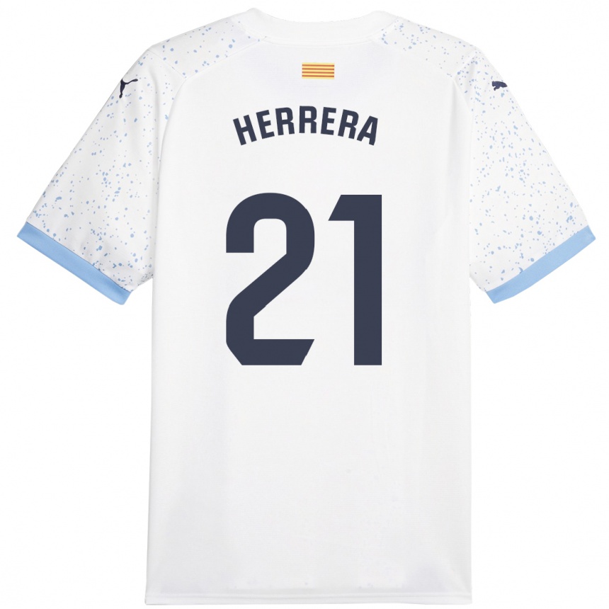 Kids Football Yangel Herrera #21 White Away Jersey 2023/24 T-Shirt Canada