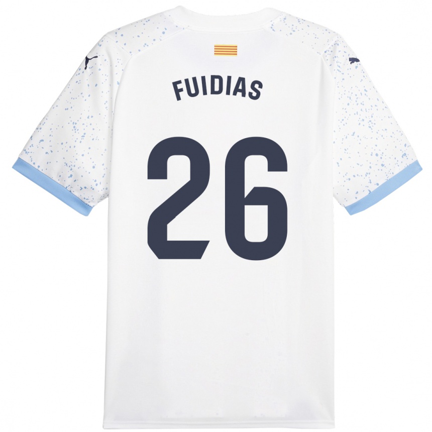 Kids Football Toni Fuidias #26 White Away Jersey 2023/24 T-Shirt Canada