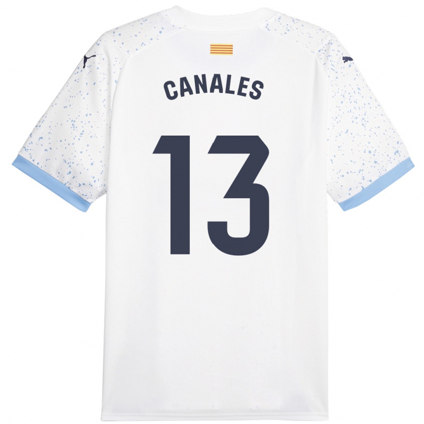 Kids Football Juanvi Canales #13 White Away Jersey 2023/24 T-Shirt Canada