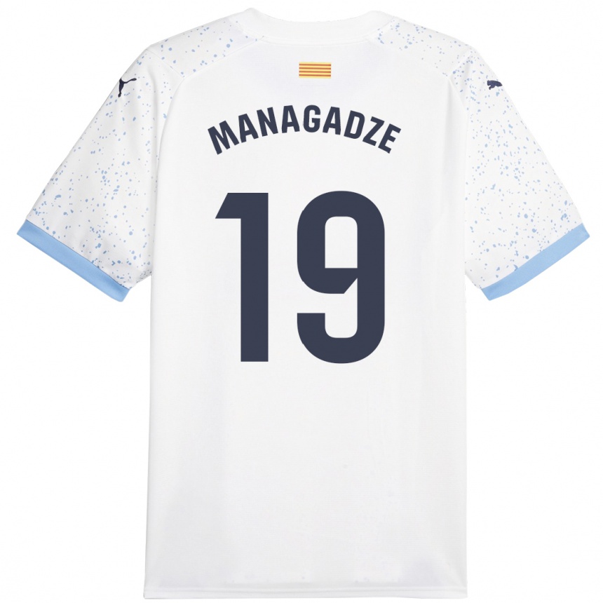 Kids Football Luka Managadze #19 White Away Jersey 2023/24 T-Shirt Canada