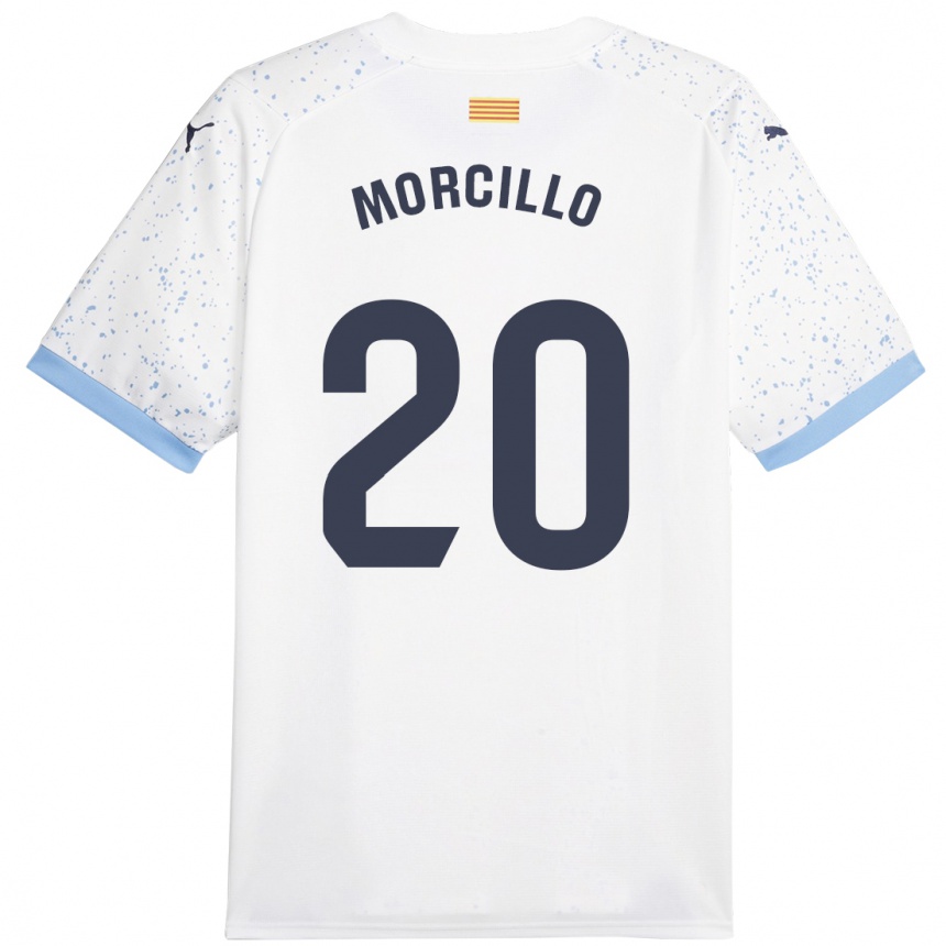 Kids Football Luis Morcillo #20 White Away Jersey 2023/24 T-Shirt Canada