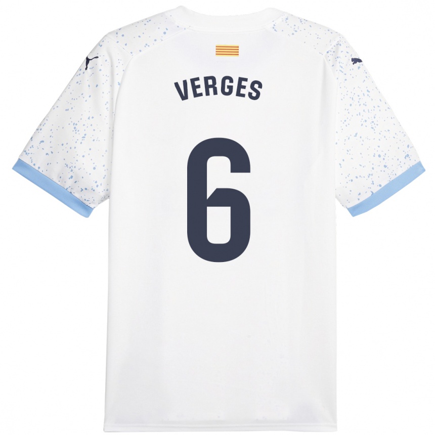 Kids Football Mar Vergés #6 White Away Jersey 2023/24 T-Shirt Canada