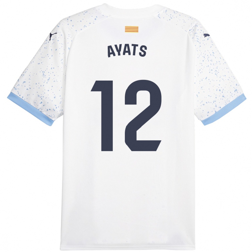 Kids Football Mònica Ayats #12 White Away Jersey 2023/24 T-Shirt Canada