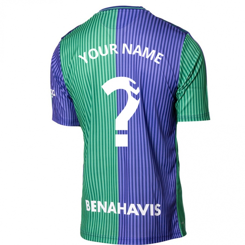 Enfant Football Maillot Votre Nom #0 Vert Bleu Tenues Extérieur 2023/24 Canada