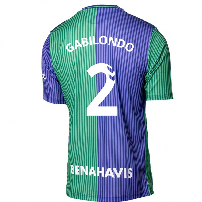 Enfant Football Maillot Jokin Gabilondo #2 Vert Bleu Tenues Extérieur 2023/24 Canada