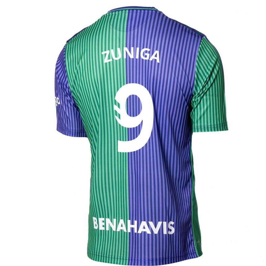 Enfant Football Maillot Loren Zúñiga #9 Vert Bleu Tenues Extérieur 2023/24 Canada