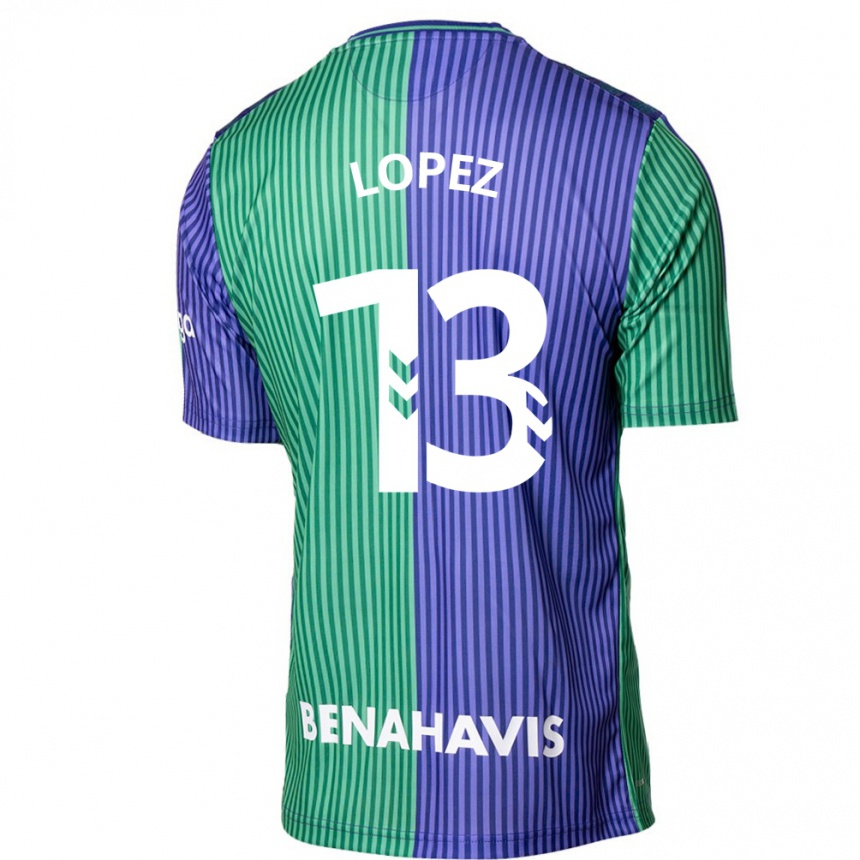 Kids Football Carlos López #13 Green Blue Away Jersey 2023/24 T-Shirt Canada